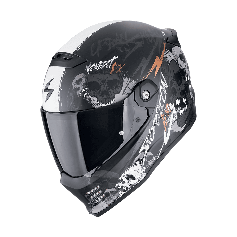 Moto přilba SCORPION COVERT FX SKULLZ matná černo/šedo/zlatá