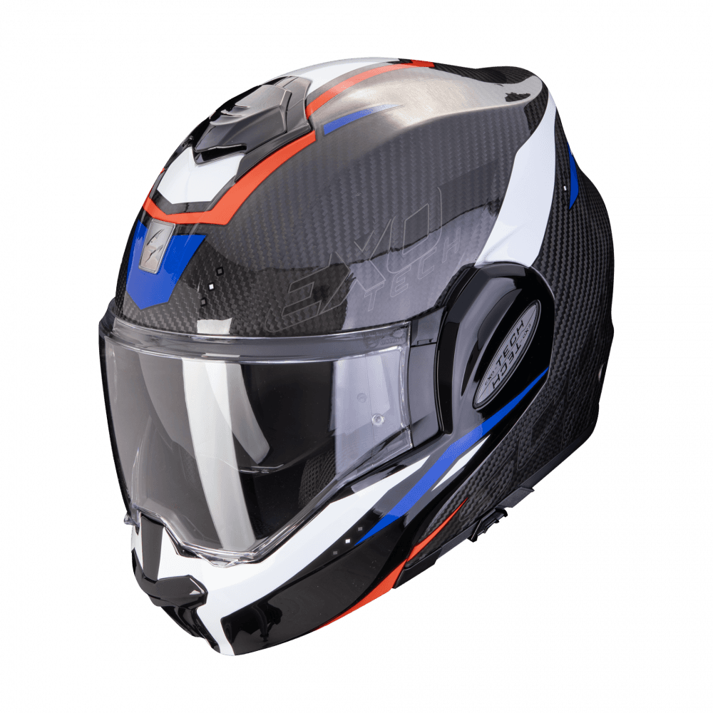 Moto přilba SCORPION EXO-TECH EVO CARBON ROVER černo/červeno/modrá
