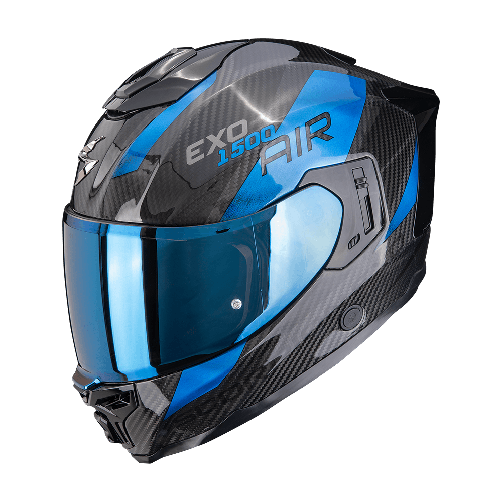 Moto přilba SCORPION EXO-1500 CARBON AIR PLATTED černo/modrá