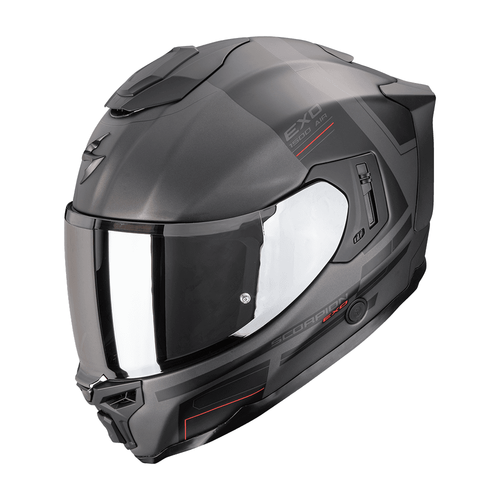 Moto přilba SCORPION EXO-1500 AIR DUAL matná stříbrno/černo/červená