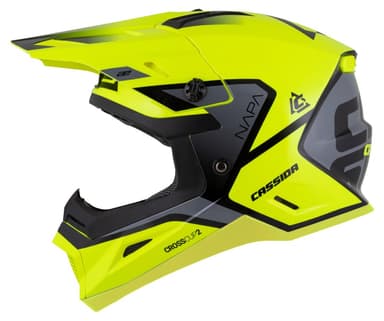 Dětská moto přilba CASSIDA Cross Cup 2 Napa Junior fluo žluto/černo/šedá perleť 2