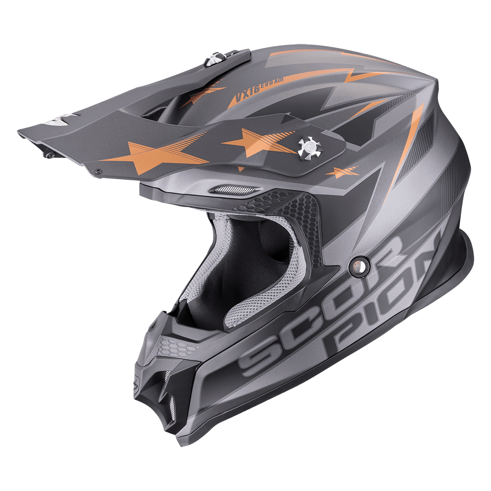 Moto přilba SCORPION VX-16 EVO AIR PATRIOT stříbrno/černo/měděná