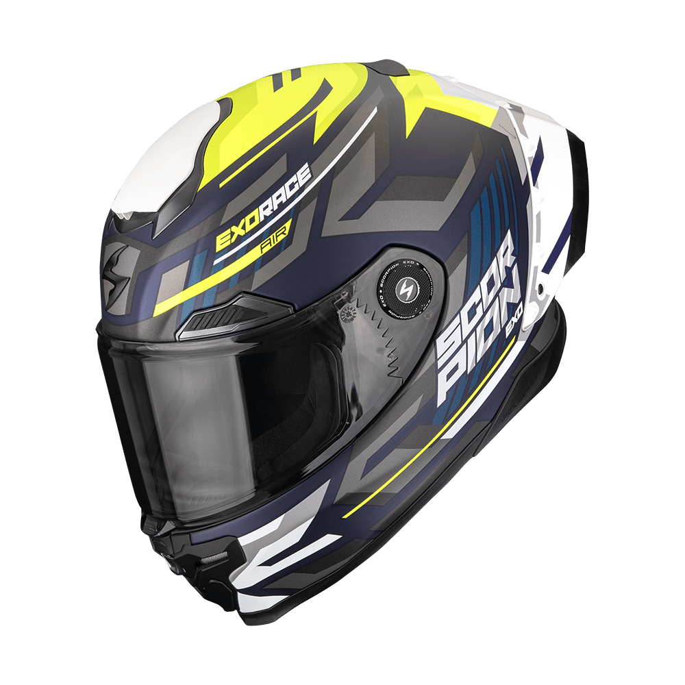 Moto přilba SCORPION EXO-RACE AIR KOBRA FIM2 matná modro/fluo žlutá