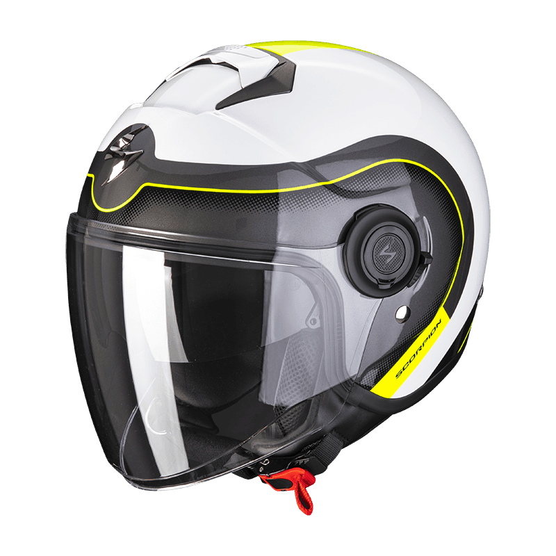 Moto přilba SCORPION EXO-CITY ROLL perleťová bílo/fluo žlutá
