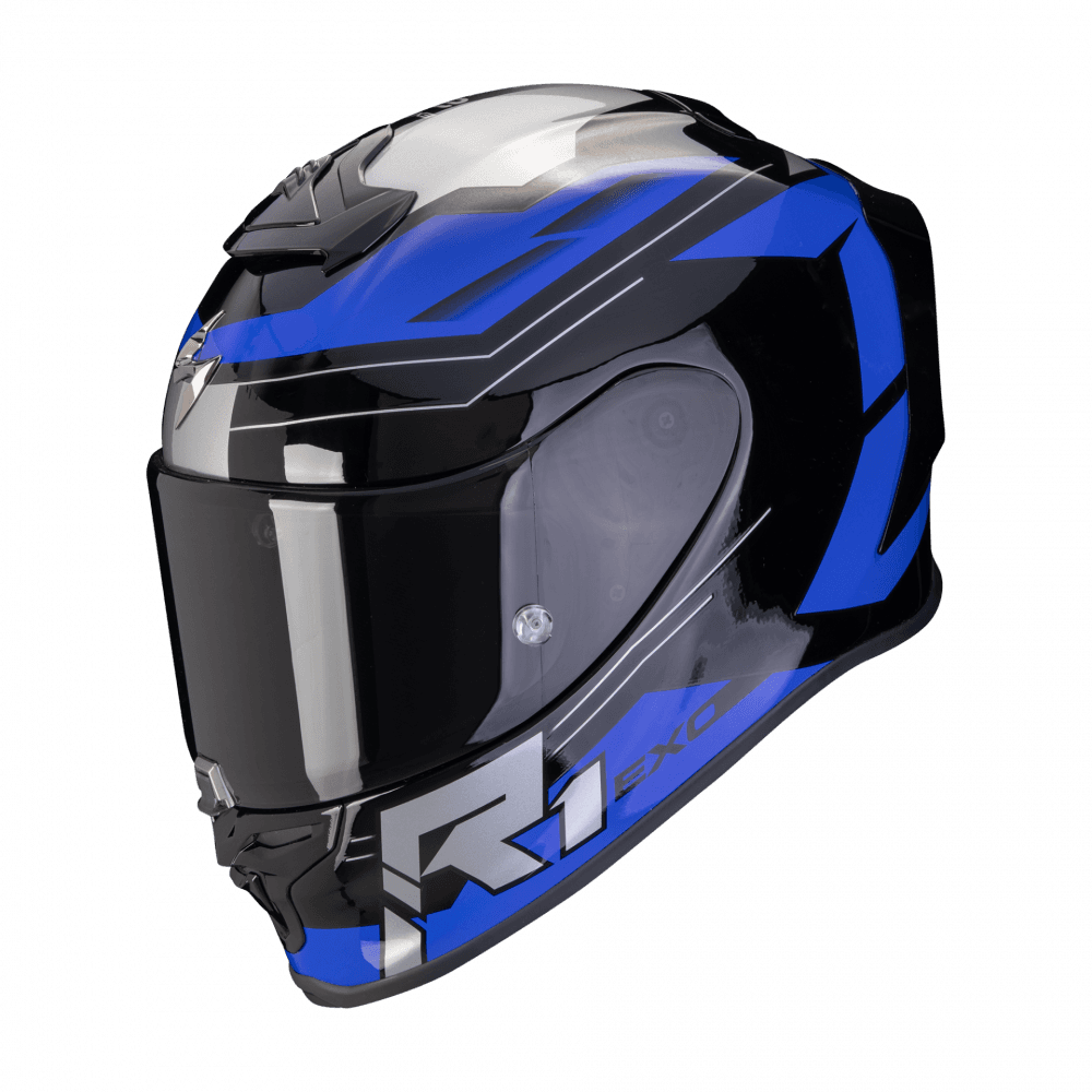 Moto přilba SCORPION EXO-R1 EVO AIR BLAZE černo/modrá