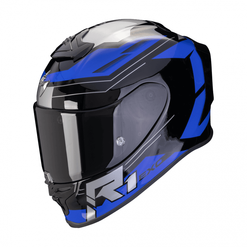 Moto přilba SCORPION EXO-R1 EVO AIR BLAZE černo/modrá