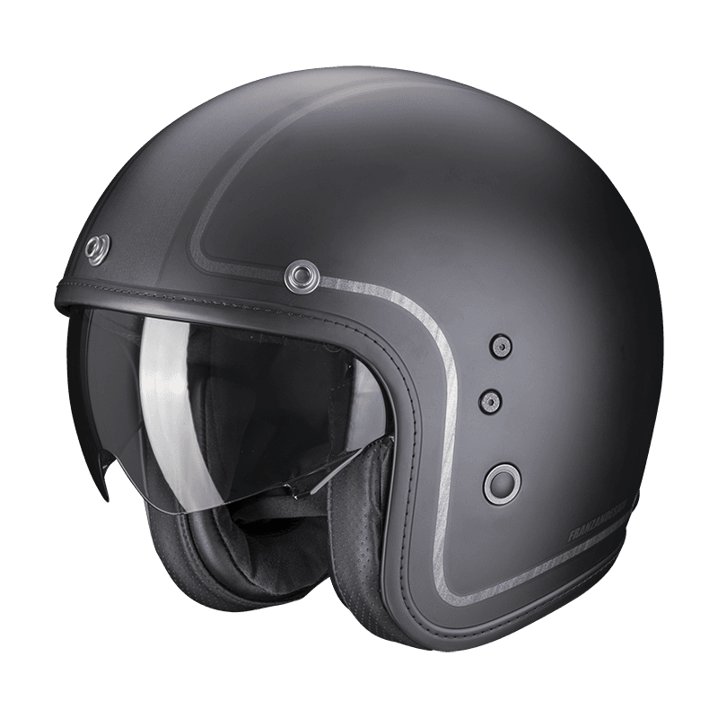 Moto přilba SCORPION BELFAST EVO RETROL matná černo/stříbrná
