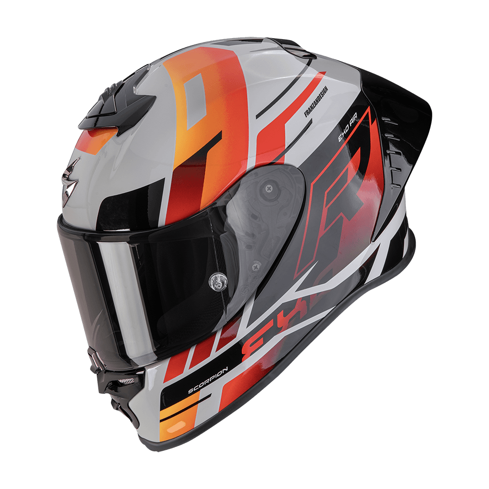 Moto přilba SCORPION EXO-R1 EVO II AIR ADRENALINE šedo/červeno/oranžová