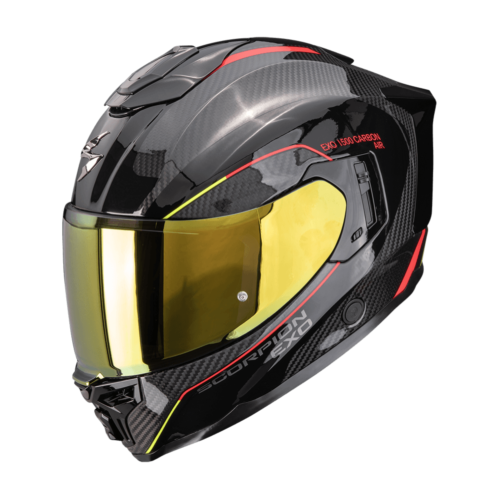 Moto přilba SCORPION EXO-1500 CARBON AIR MUNDI černo/červeno/fluo žlutá