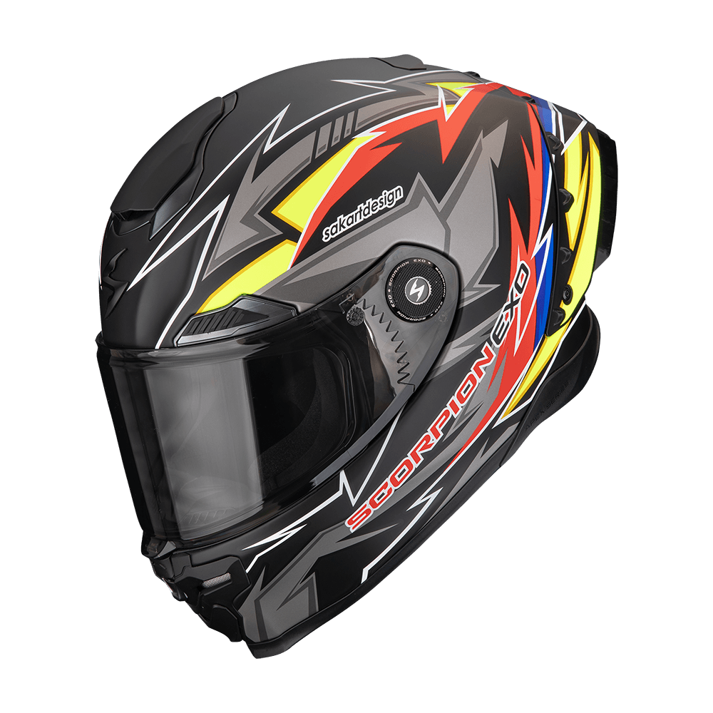 Moto přilba SCORPION EXO-RACE AIR MOVE ON FIM2 matná černo/červeno/žlutá