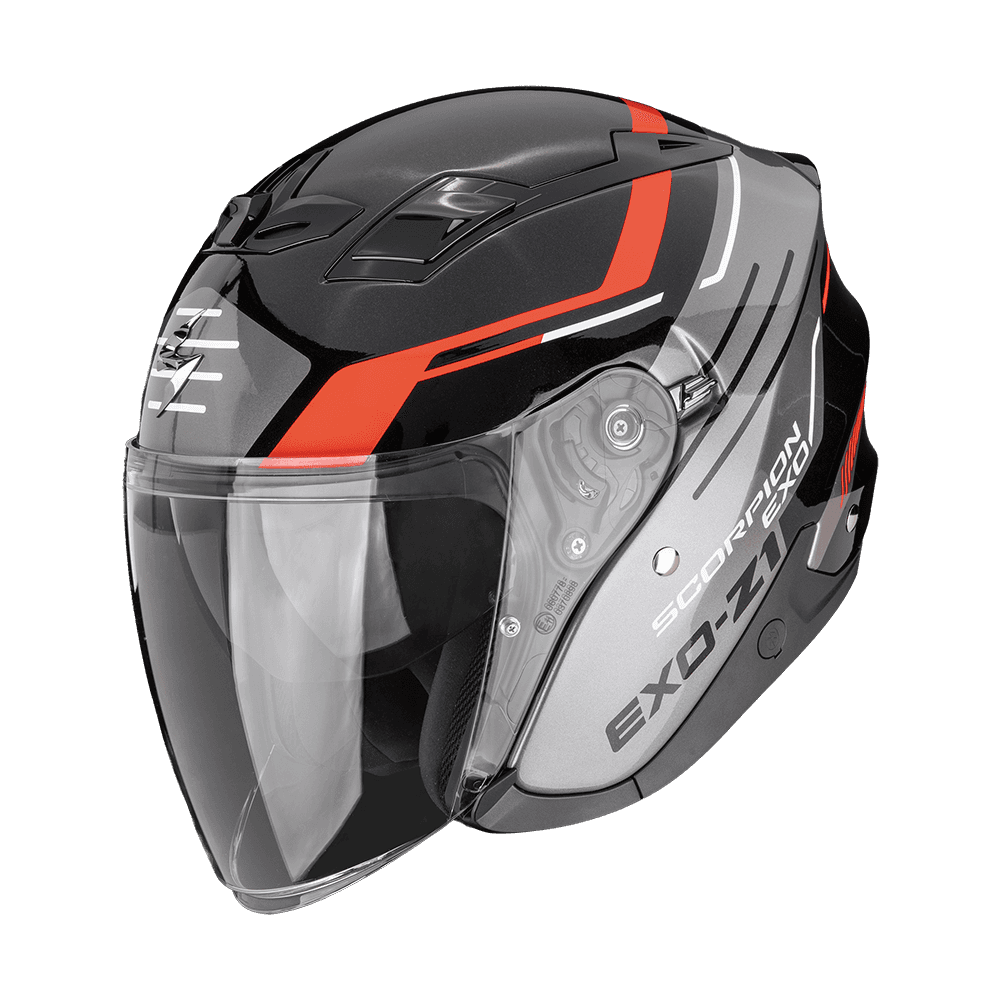 Moto přilba SCORPION EXO-Z1 PRYMUS matná černo/stříbrno/červená