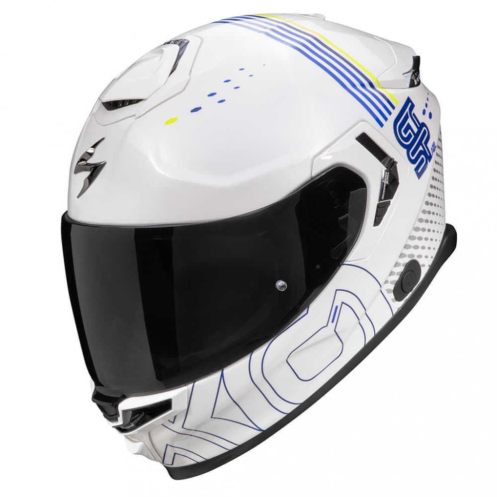Moto přilba SCORPION EXO-GT SP AIR TECHLANE bílo/modro/fluo žlutá