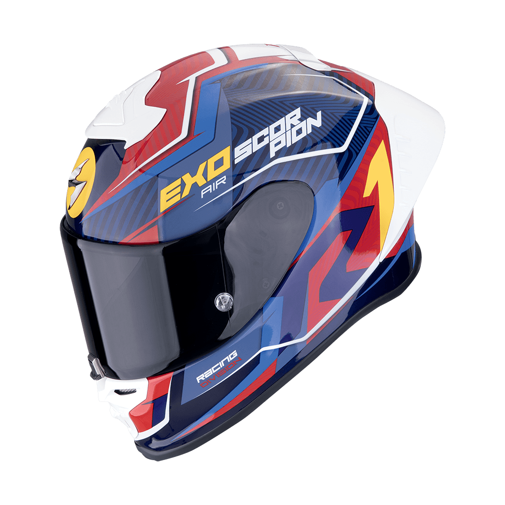 Moto přilba SCORPION EXO-R1 EVO II AIR COUP modro/červeno/žlutá