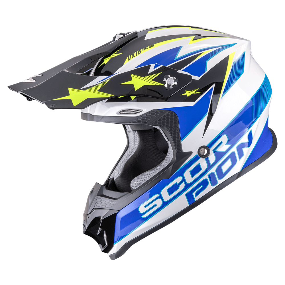 Moto přilba SCORPION VX-16 EVO AIR PATRIOT bílo/modro/žlutá