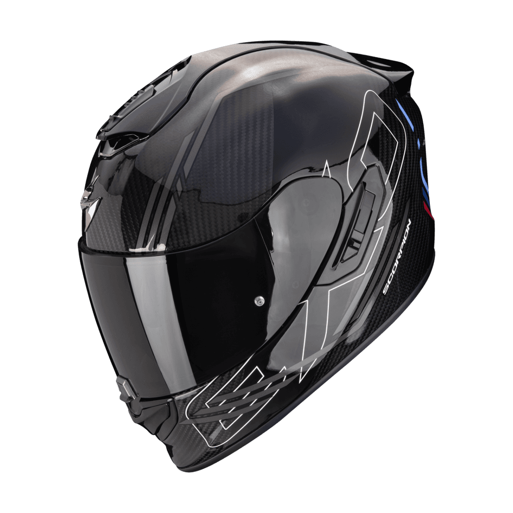 Moto přilba SCORPION EXO-1400 EVO II CARBON AIR REIKA černo/stříbrno/modrá