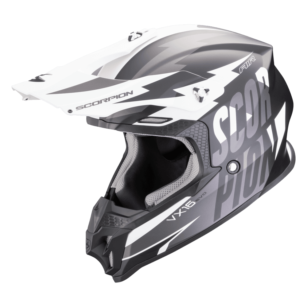 Moto přilba SCORPION VX-16 EVO AIR SLANTER matná černo/stříbrná