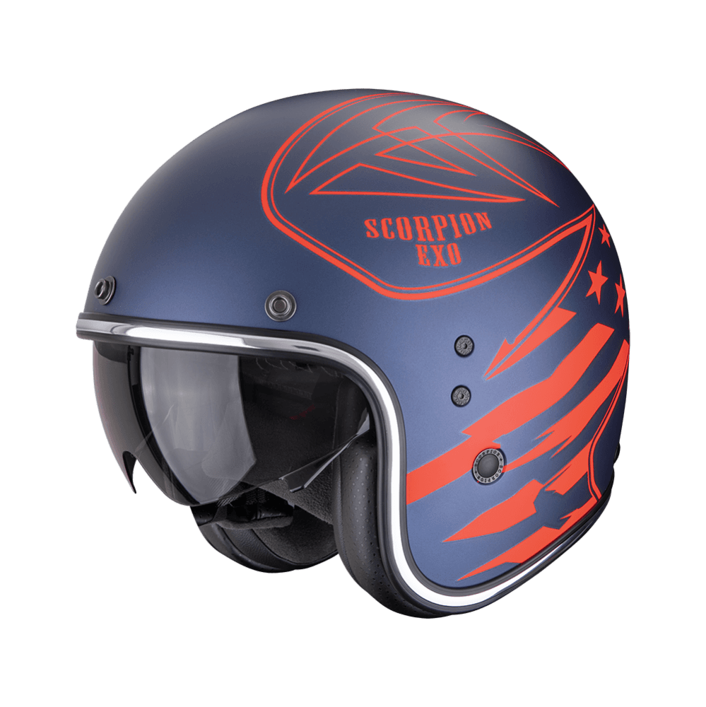 Moto přilba SCORPION BELFAST EVO DAWG matná modro/červená