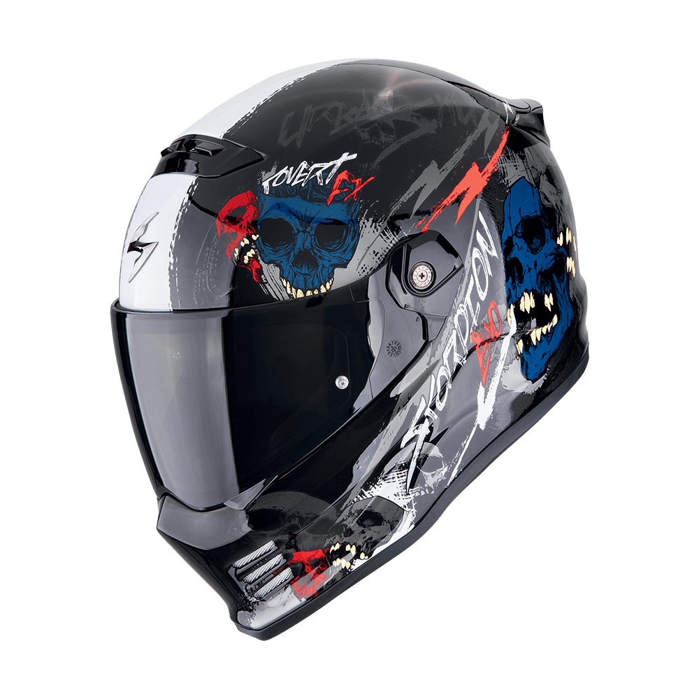 Moto přilba SCORPION COVERT FX SKULLZ černo/šedo/červená