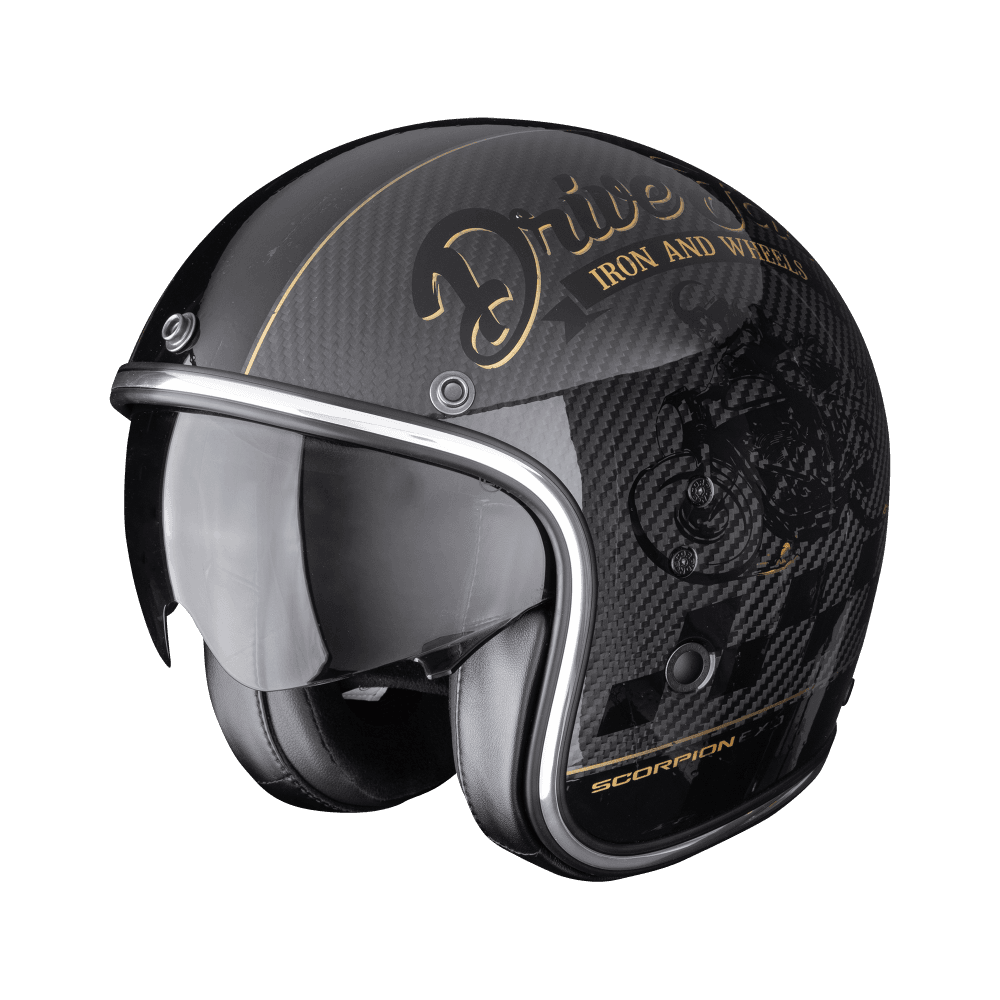 Moto přilba SCORPION BELFAST EVO CARBON ZIPPY černo/zlatá
