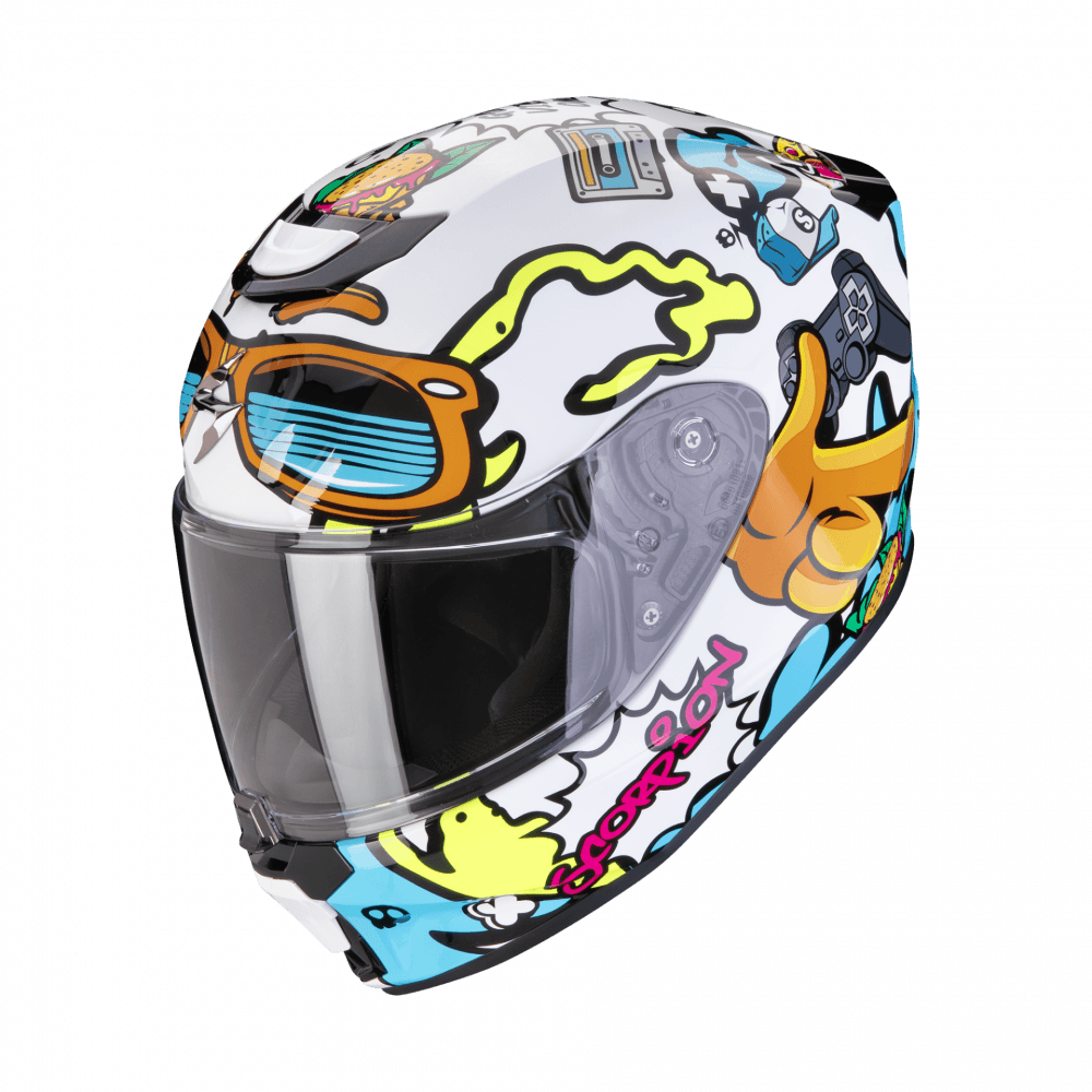 Dětská moto přilba SCORPION EXO-JNR AIR FUN bílo/modrá