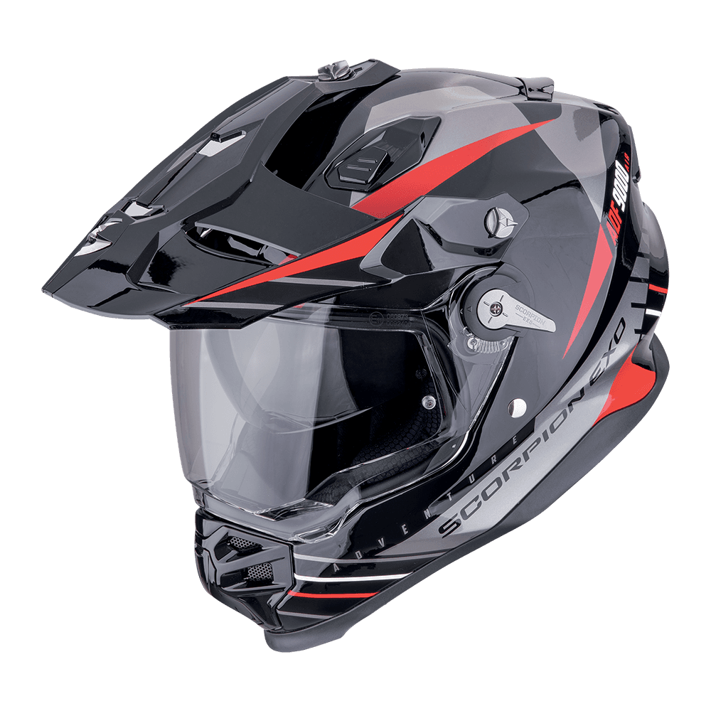 Moto přilba SCORPION ADF-9000 AIR FEAT černo/stříbrno/červená