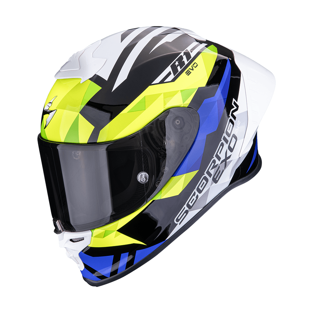 Moto přilba SCORPION EXO-R1 EVO II AIR VALERE černo/modro/fluo žlutá