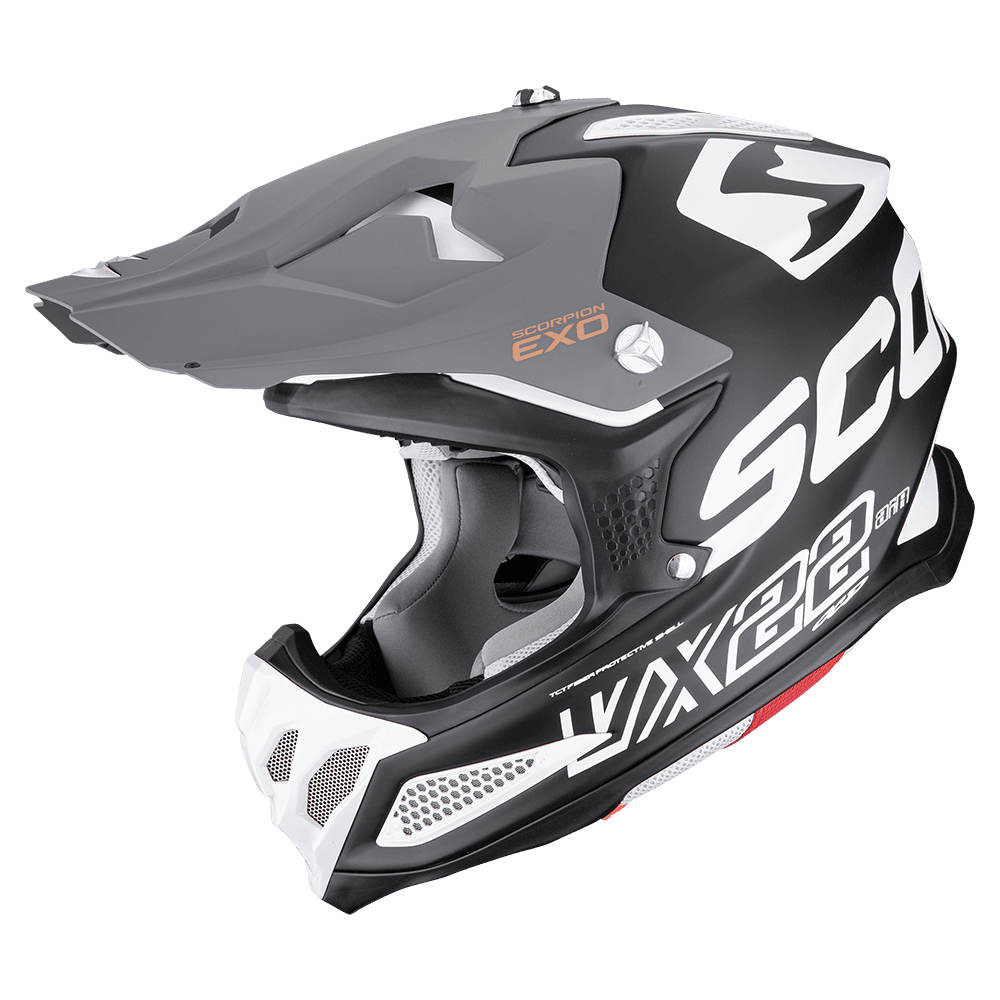 Moto přilba SCORPION VX-22 AIR UPDOWN matná černo/bílo/šedá
